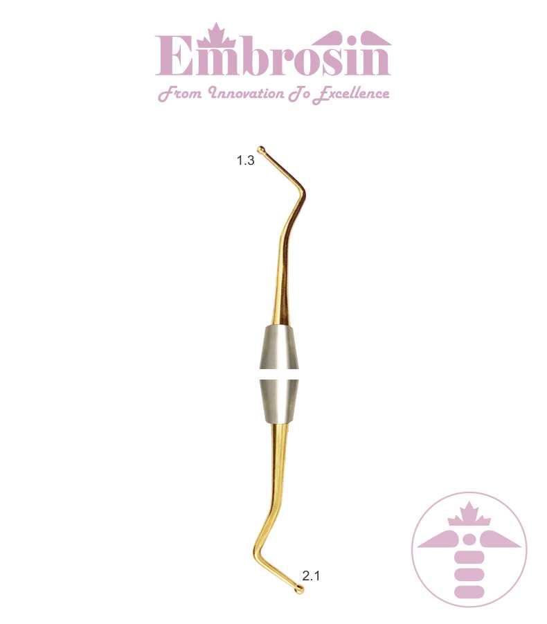 EE43-020 - Composite Instrument No. 20: Burnisher 1.3mm / 1.7mm, Long shank , Titanium Coated
