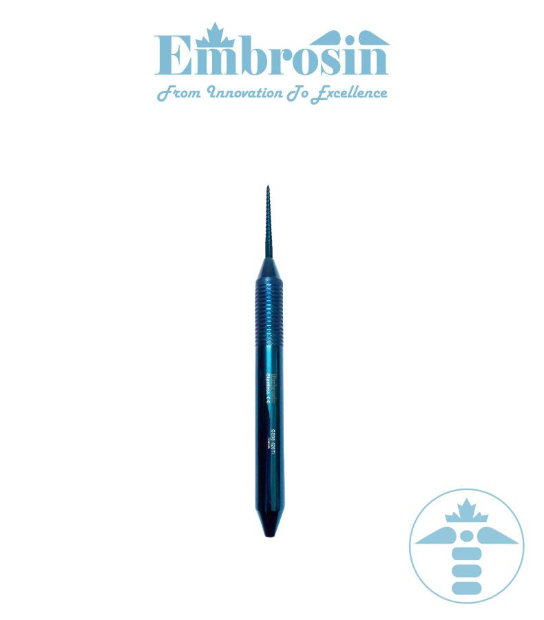 GE08-121Ti - Root Extracting Screw, Long Handle, Titanium Alloy Tip, Titanium Coated