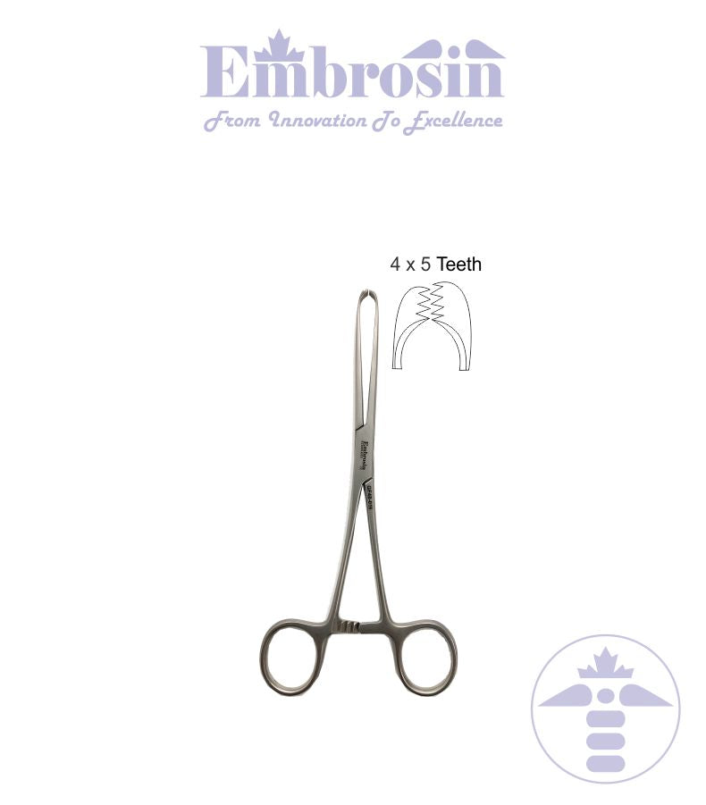 GF48-019 - Allis Hemostatic Forceps, 15.2 cm / 6", 4 x 5 Teeth