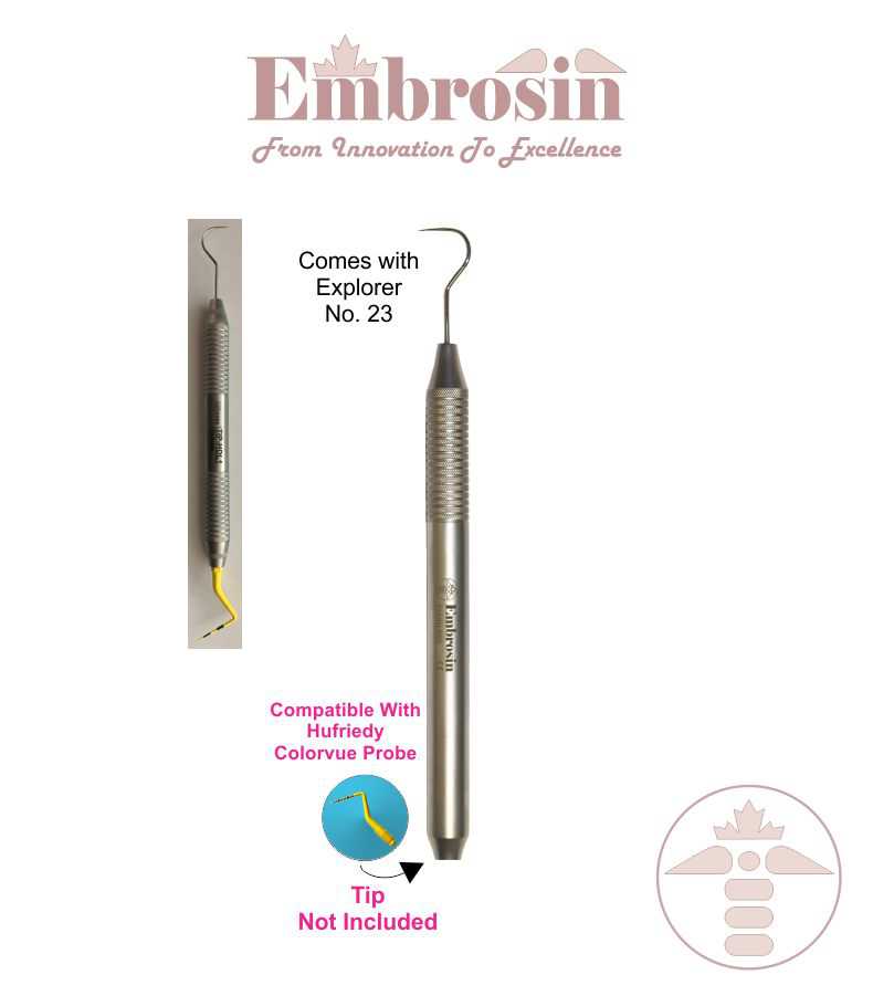 TIP-HDL1 - TIP HANDLE No. 1: One Side Explorer No. 23 and other side for Probe Tips, Hollow Ergonomic