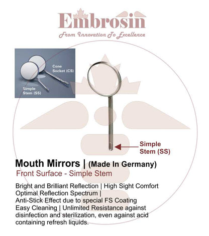Mirror4-SS - Mouth Mirror No. 4, 22mm (Simple Stem), 12 Pcs/PKT