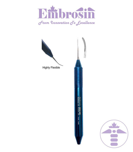 DE02-008 - Ti-Flex Periotome, 2mm, CVD - Flexible Titanium Tip, Blue Titanium Coated, Ergonomically Designed Handle