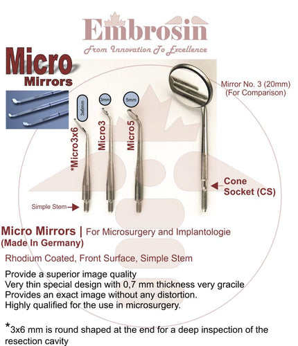 Micro Mirrors | For Microsurgery and Implantologie (Made In Germany)