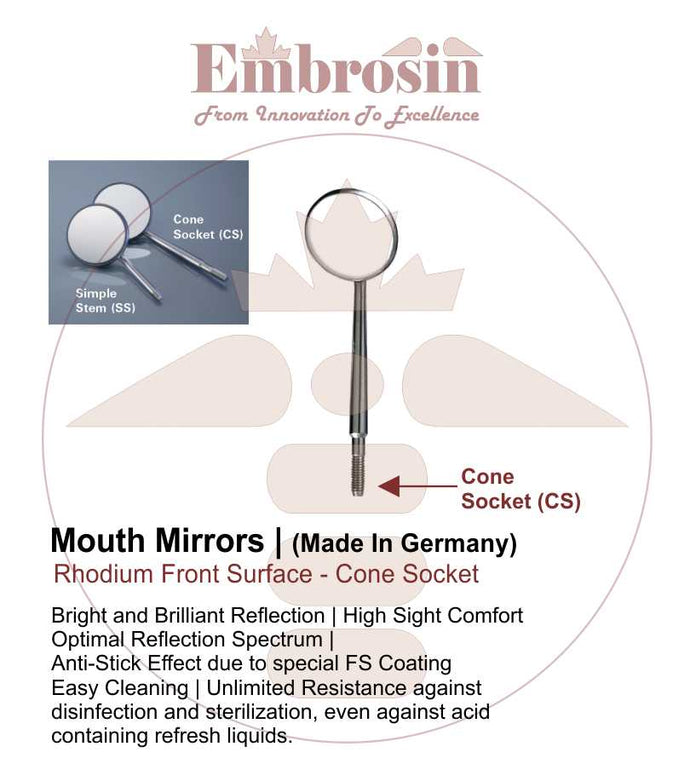 Mirror3-CS - Mouth Mirror No. 3, 20mm (Cone Socket) Rodium Coated, 12 Pcs/PKT