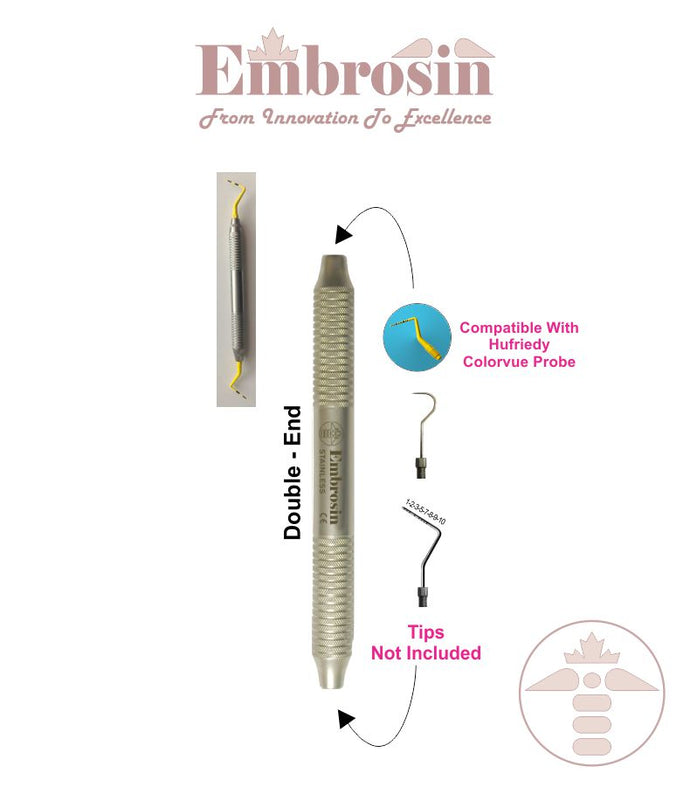 TIP-HDL3 - TIP HANDLE NO. 3:  Double Sided, Implant & Probes Tips, Hollow Ergonomic