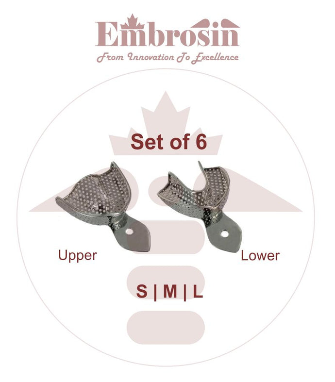 XE07-001-S06  Dental Impression Trays Set of 6 (S, M, L) Upper and Lower (Perforated)