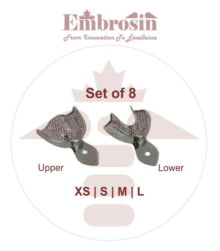 XE07-001-S08  Dental Impression Trays Set of 8 (XS,S, M, L) Upper and Lower (Perforated)