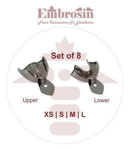 XE07-003-S08  Dental Impression Trays Set of 8 (XS,S, M, L) Upper and Lower (Non-Perforated)